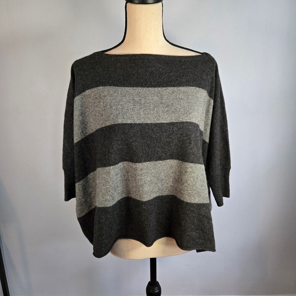Vince 100% Cashmere Boxy Cropped Sweater Women XS/S Charcoal Gray Quiet Luxury